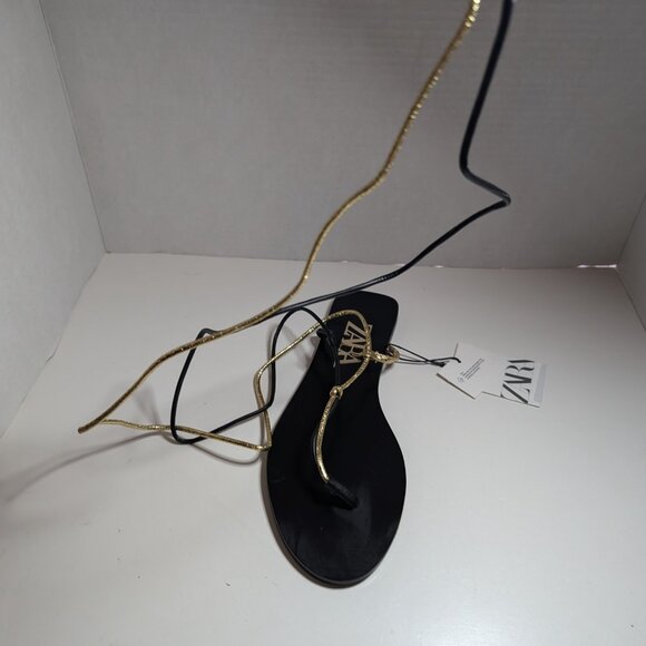 ZARA STRAPPY flat gladiator roman SANDALS SZ 7.5 LACED UP NWT  WITHOUT the box - Picture 8 of 10